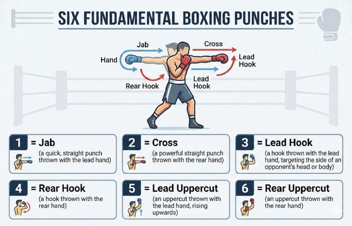 what are 1, 2, 3, 4, 5, 6 in boxing