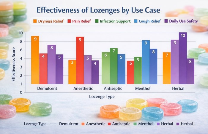 effectiveness of lozenge types by use case