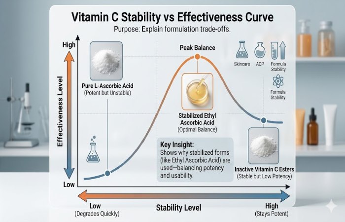 vitamin c stability vs effectiveness curve